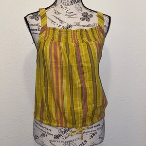 PrAnA little palm cami smocked tie hem tank top leapfrog stripe size women small
